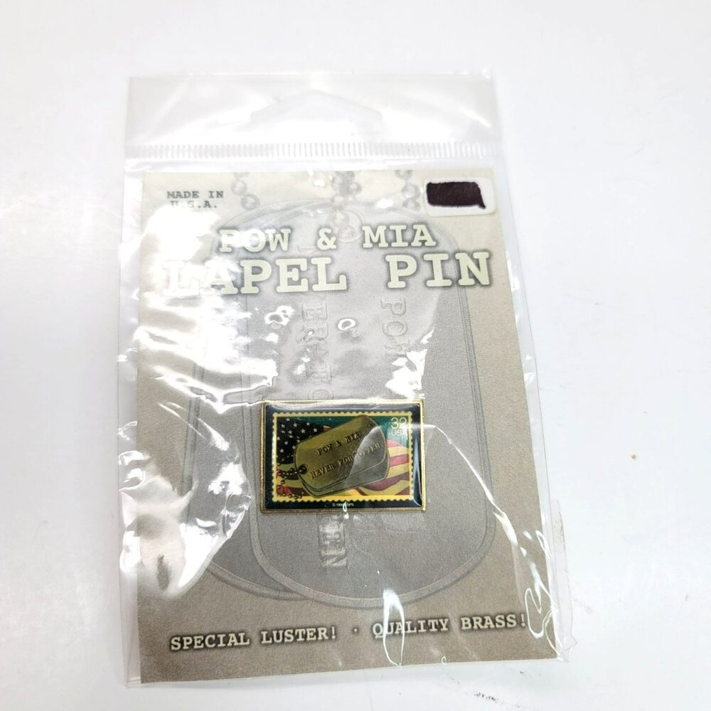 USPS POW MIA Stamp Dog Tag Lapel Pin Hat Jacket Veteran Service NWT